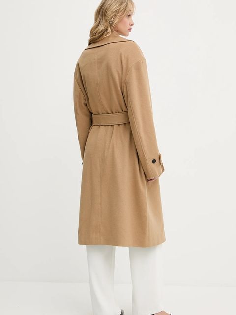 Karl Lagerfeld płaszcz wełniany damski kolor zielony przejściowy A3W15010