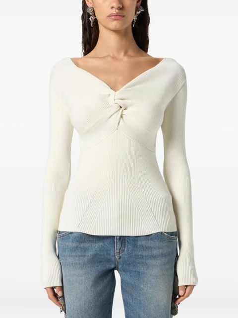 Blumarine twist-detail ribbed top - White
