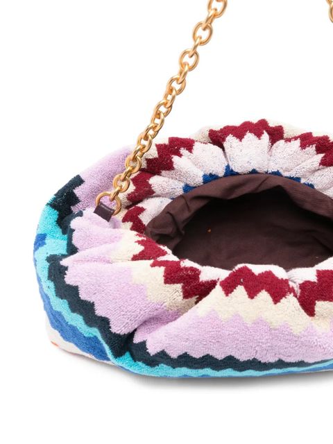 Missoni zigzag-woven chain-strap clutch bag - Blue