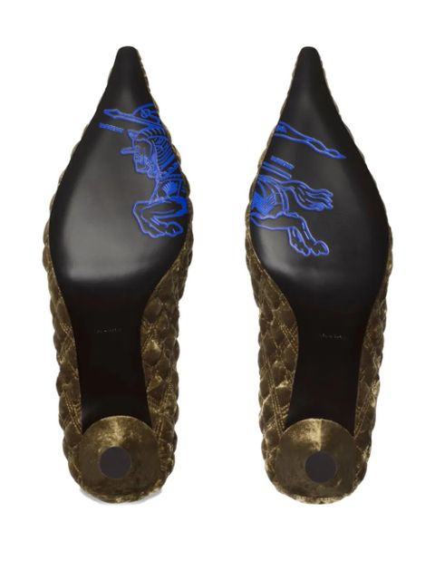 Burberry 55mm quilted-velvet crest pumps - Brown