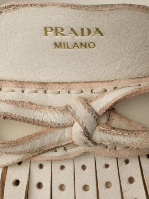 Prada fringed leather slingback pumps - Neutrals