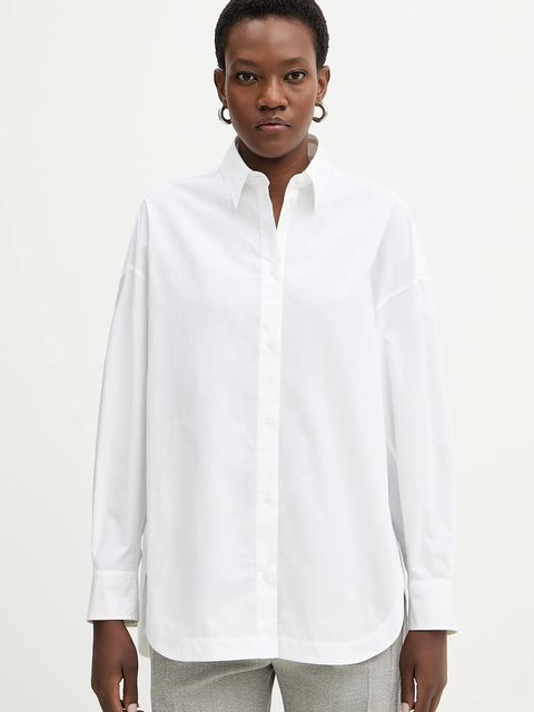 BOSS Orange koszula bawełniana C Bostatta damska kolor biały relaxed z kołnierzykiem klasycznym 50553890 - zdjęcie produktu nr 1