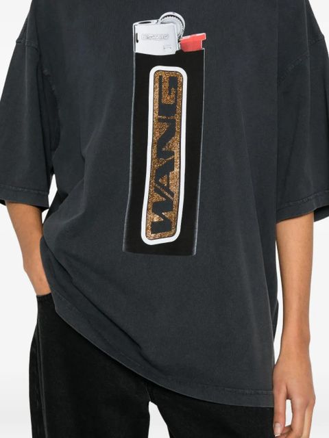 Alexander Wang rhinestone-embellished graphic-print T-shirt - Black