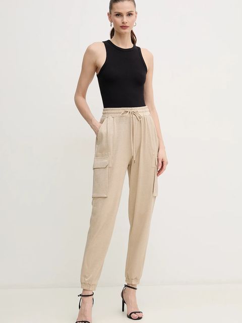 Marc Aurel spodnie damskie kolor beżowy high waist 1844-7000-73813 - zdjęcie produktu nr 2