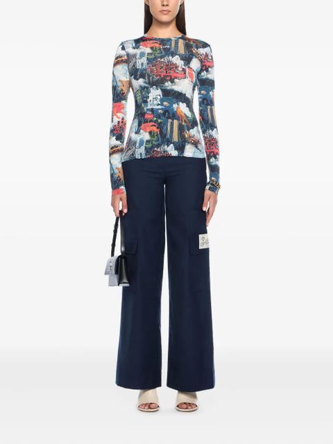 Off-White urban print long-sleeve top - Blue