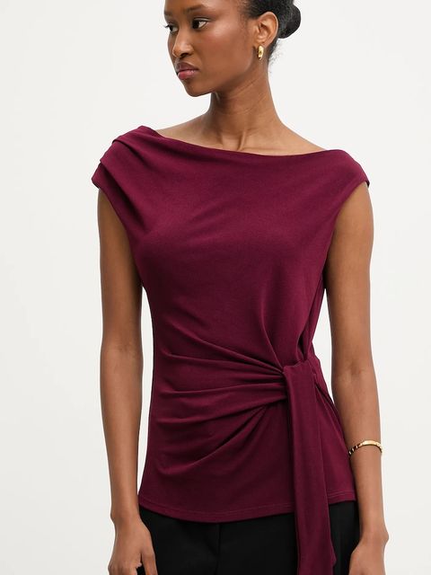 Answear.LAB top damska kolor bordowy gładka