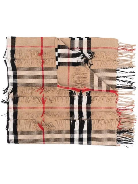 Burberry fringed signature check scarf - Neutrals - zdjęcie produktu nr 1