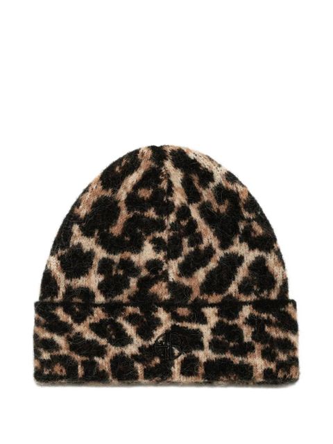 ANINE BING Elia leopard-print beanie - Black - zdjęcie produktu nr 1