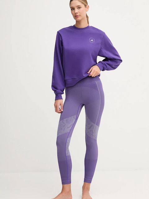 adidas by Stella McCartney legginsy do jogi damskie kolor fioletowy wzorzyste JN0544