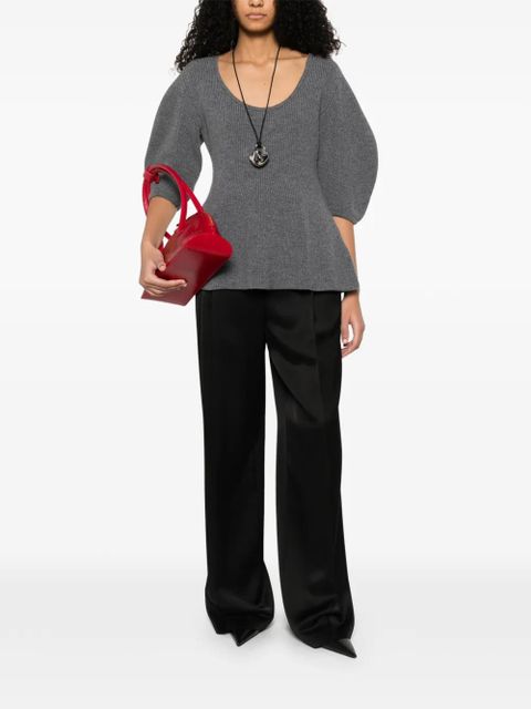 Róhe puffed-sleeve knitted top - Grey