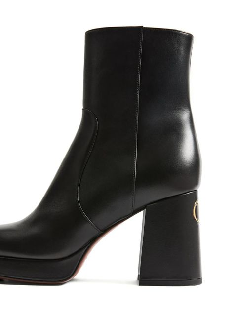 Valentino Garavani 90mm Fawcette V-logo platform boots - Black