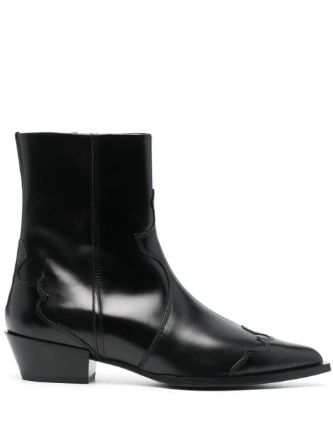 Aeyde Alby 30mm pointed-toe leather boots - Black - zdjęcie produktu nr 1
