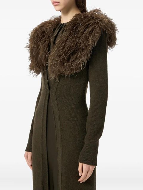 Blumarine feather-embellished long cardigan - Green