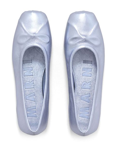 Marni Little Bow metallic ballerina shoes - Blue