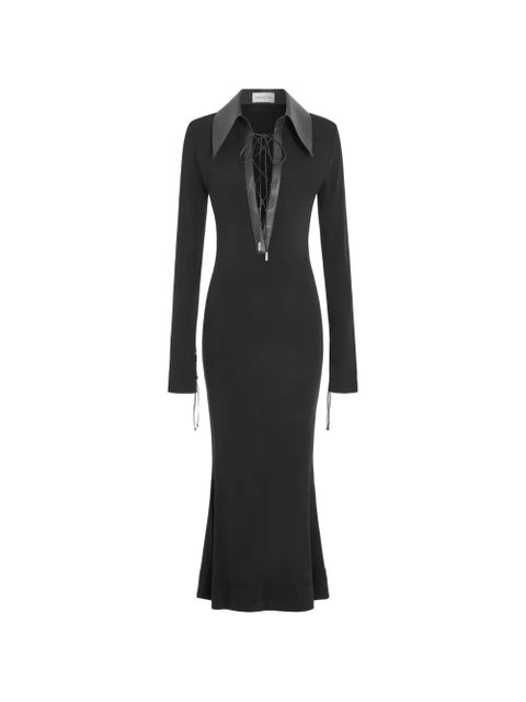 16Arlington Talia lace-up collared midi dress - Black - zdjęcie produktu nr 1