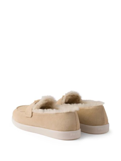Prada suede shearling loafers - Neutrals