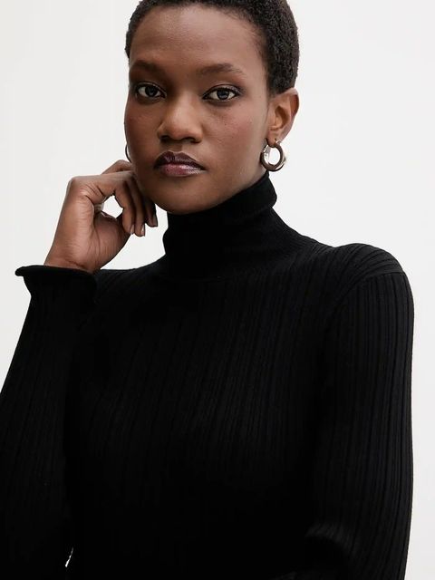 Marella sweter damski kolor czarny lekki z golfem 2523366092200