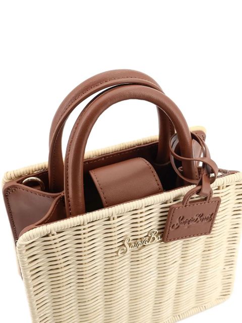 MC2 Saint Barth mini woven logo-plaque bag - Neutrals