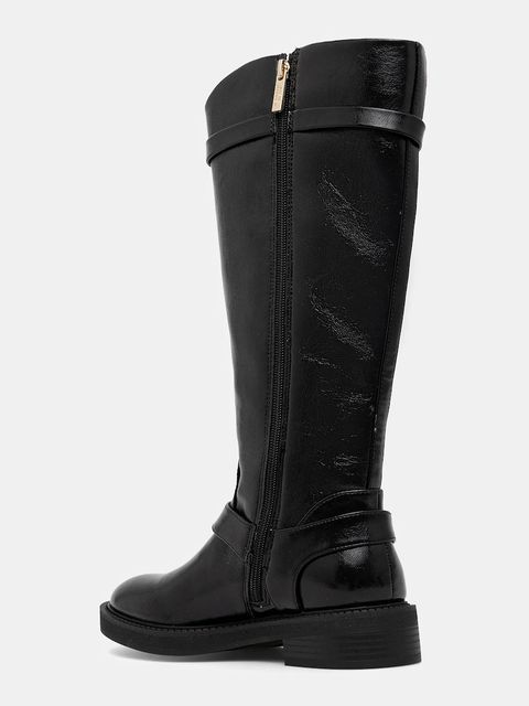 Steve Madden kozaki Landslide damskie kolor czarny na płaskim obcasie 11004979