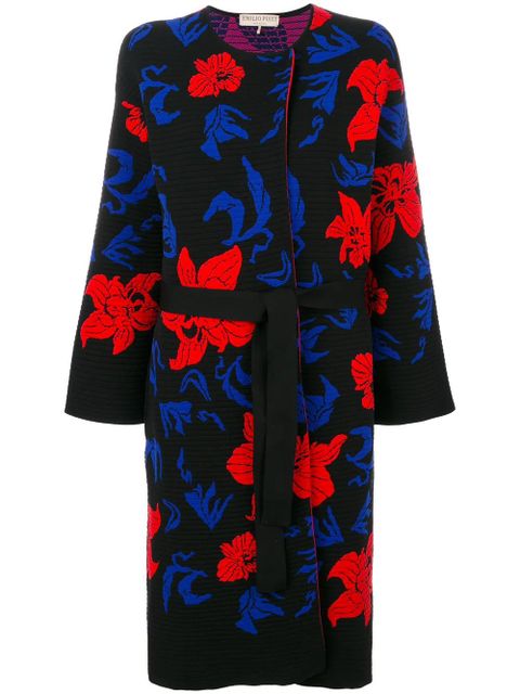 PUCCI knit belted overcoat - Black - zdjęcie produktu nr 1