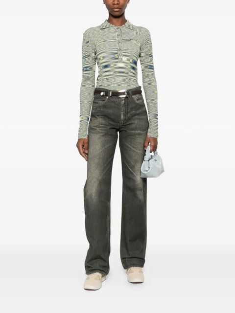 GANNI long-sleeve knit polo top - Neutrals - zdjęcie produktu nr 2