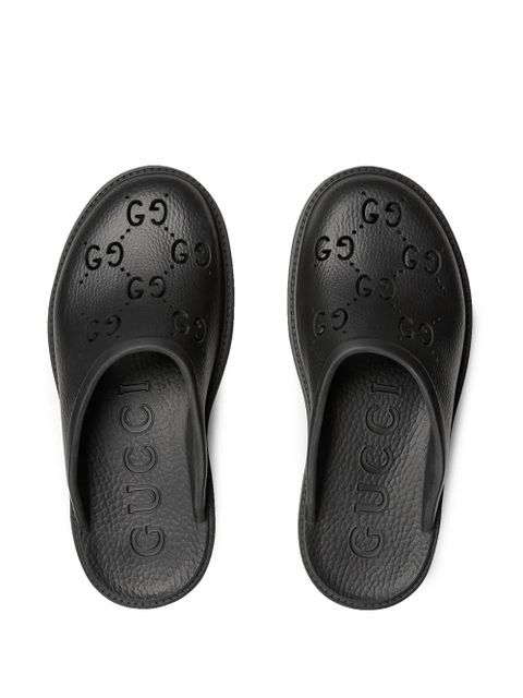 Gucci perforated GG platform mules - Black