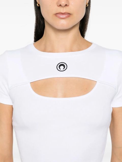 Marine Serre moon-logo cut-out T-shirt - White