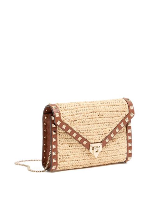 Valentino Garavani mini rockstud raffia bag - Neutrals
