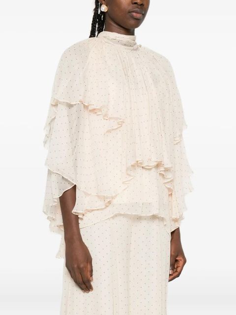 ZIMMERMANN pleated polka-dot blouse - Neutrals