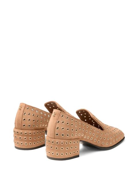 Jimmy Choo Eliot metal-eyelet heeled loafers - Neutrals