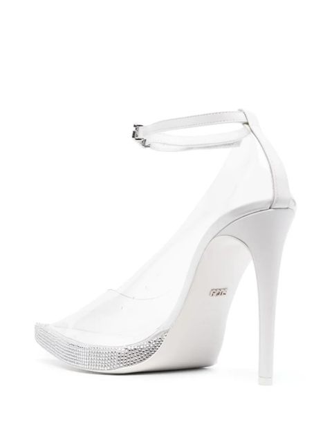 GCDS 125mm crystal-embellished leather pumps - White - zdjęcie produktu nr 2