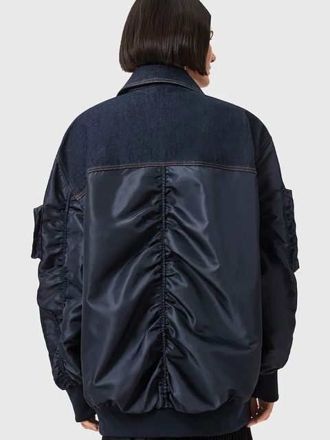 AllSaints kurtka bomber VERITY kolor granatowy przejściowa oversize W024OD