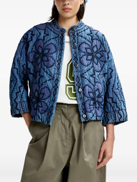 Essentiel Antwerp floral-embroidered jacket - Blue