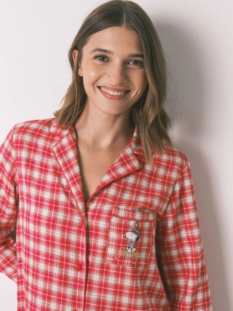 women'secret koszula nocna z bawełną SNOOPY damska kolor czerwony 4442120