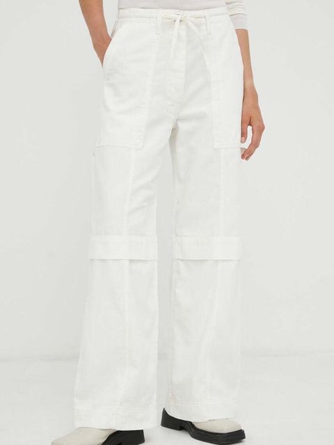 Day Birger et Mikkelsen spodnie bawełniane kolor biały szerokie high waist - zdjęcie produktu nr 1