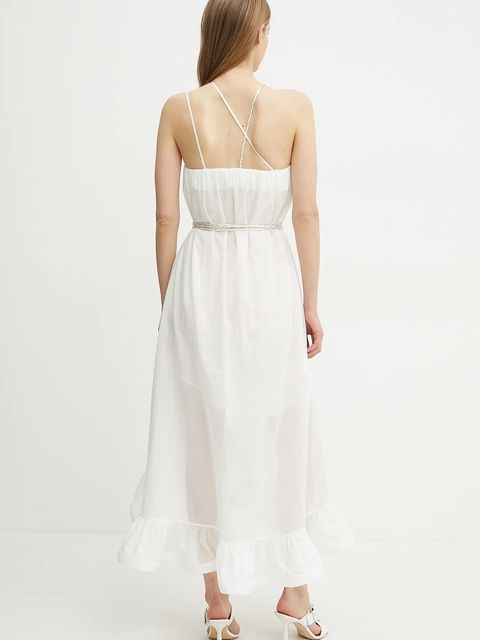 Simona Corsellini sukienka bawełniana kolor biały midi rozkloszowana P25CPAB046