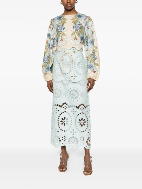 ZIMMERMANN Awaken embroidered midi skirt - Blue - zdjęcie produktu nr 2
