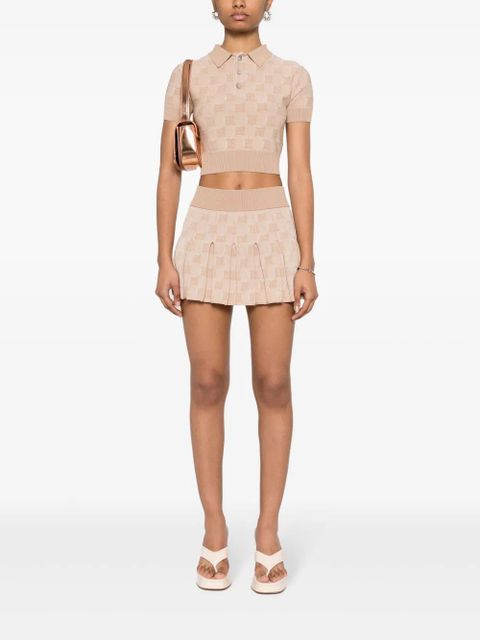 MISBHV monogram-jacquard pleated mini skirt - Neutrals