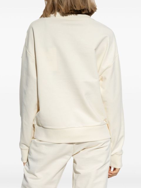 Moncler logo-embroidered cotton sweatshirt - Neutrals