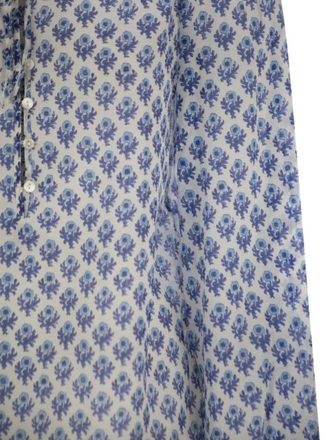 MC2 Saint Barth lace-fastening floral-pattern harper blouse - Neutrals