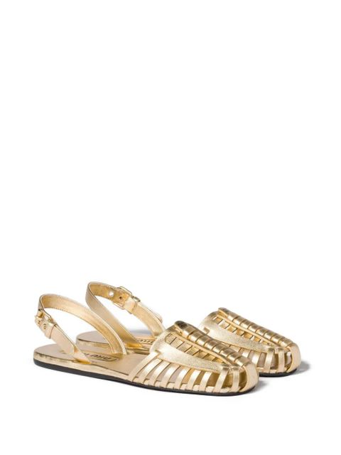 Miu Miu laminated nappa-leather fisherman sandals - Gold - zdjęcie produktu nr 2