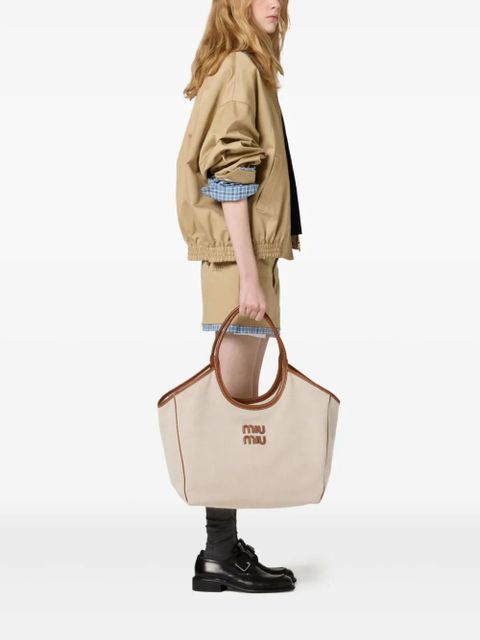 Miu Miu Ivy canvas tote bag - Neutrals - zdjęcie produktu nr 2