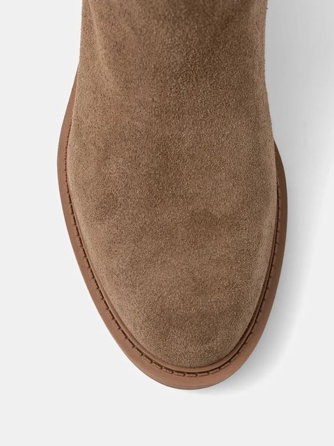 Steve Madden kozaki zamszowe La Rue damskie kolor beżowy na płaskim obcasie 11004871