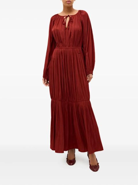 Marie Oliver Perrin pleated tie-neck maxi dress - Red - zdjęcie produktu nr 2