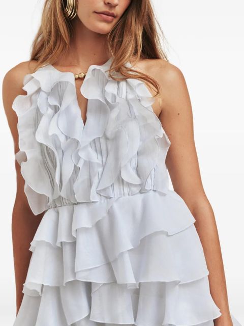 Aje Cleo ruffled tiered mini dress - Blue
