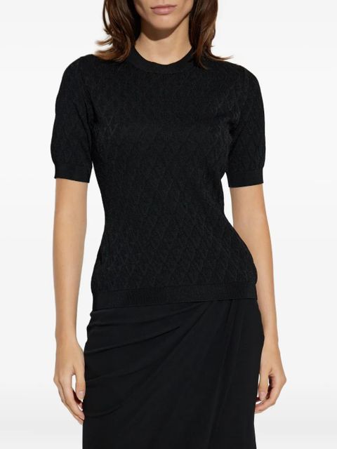 Versace textured short-sleeve top - Black - zdjęcie produktu nr 2