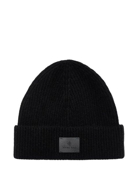 ANINE BING Carley ribbed beanie hat - Black