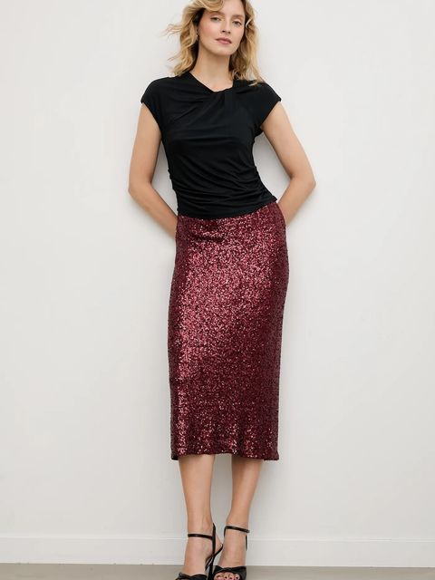 Answear.LAB spódnica kolor bordowy midi ołówkowa - zdjęcie produktu nr 1