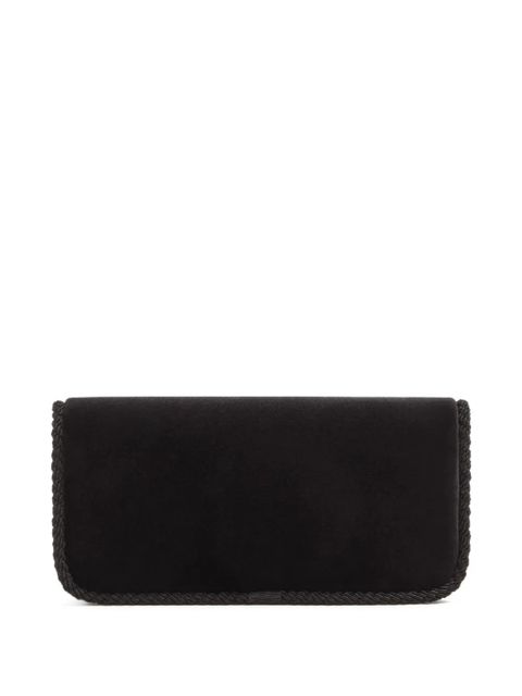 Valentino Garavani Locò jewel-embellished velvet clutch - Black