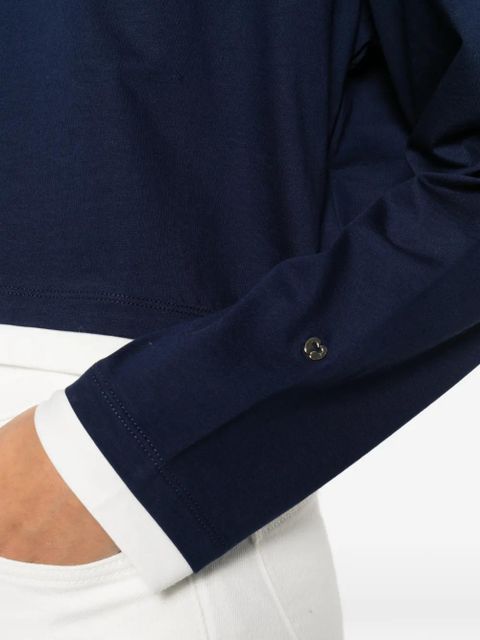 Maje long-sleeve logo-embroidered top - Blue